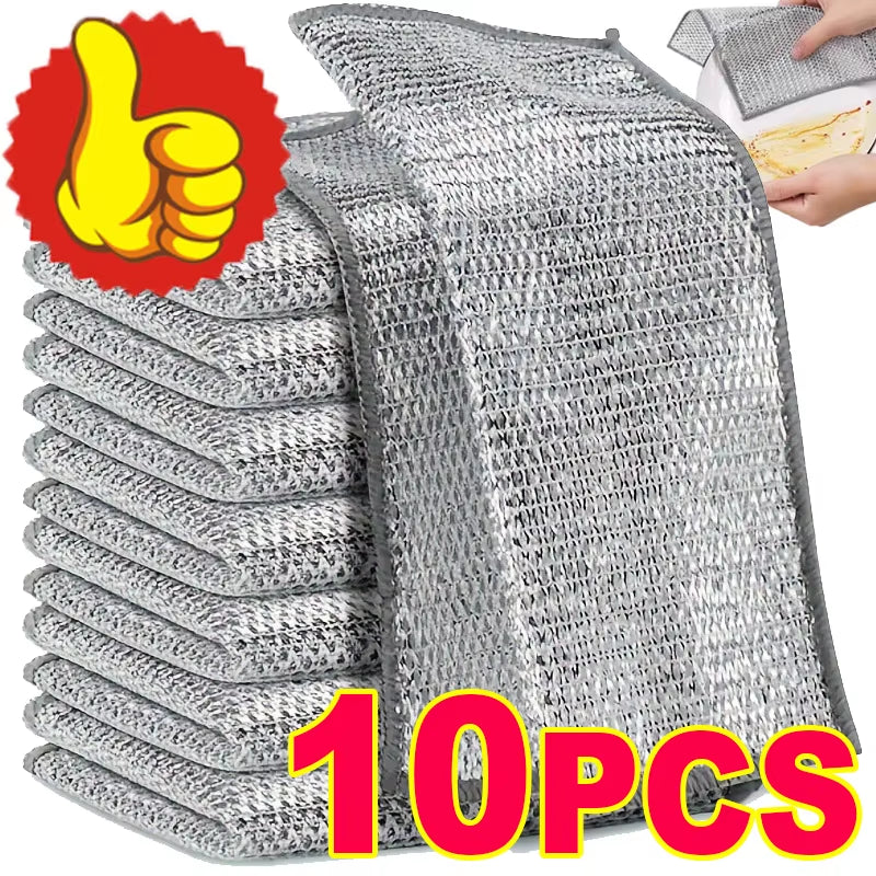 Magic Wire Cleaning Cloth Kitchen Cloths Washable Multipurpose anti Scratch Cloth Metal Wires Rags Kitchen Cleaning Cloth 10-2Pc