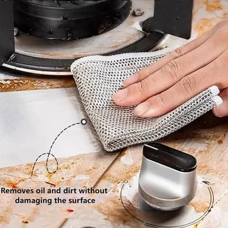 Magic Wire Cleaning Cloth Kitchen Cloths Washable Multipurpose anti Scratch Cloth Metal Wires Rags Kitchen Cleaning Cloth 10-2Pc